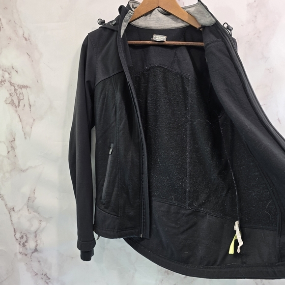 Icebreaker Jacket Womens Medium Black Wool Full Zip Coat Mid Layer Wind Hooded - Picture 8 of 14